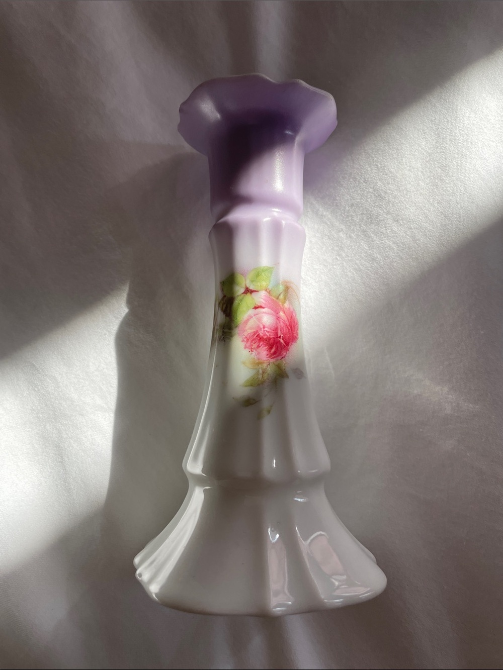 vintage Fenton Art Glass milk glass candlestick